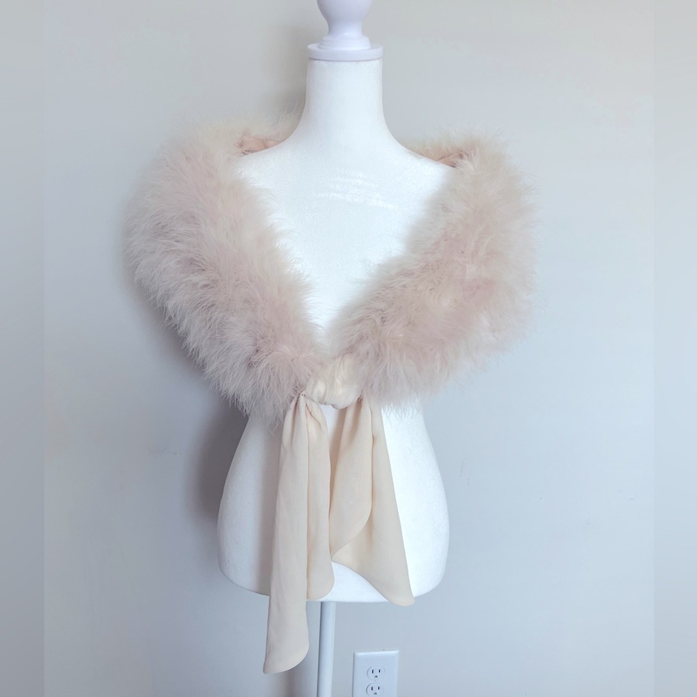 bebe Blush Pink Feather Fur Stole Scarf